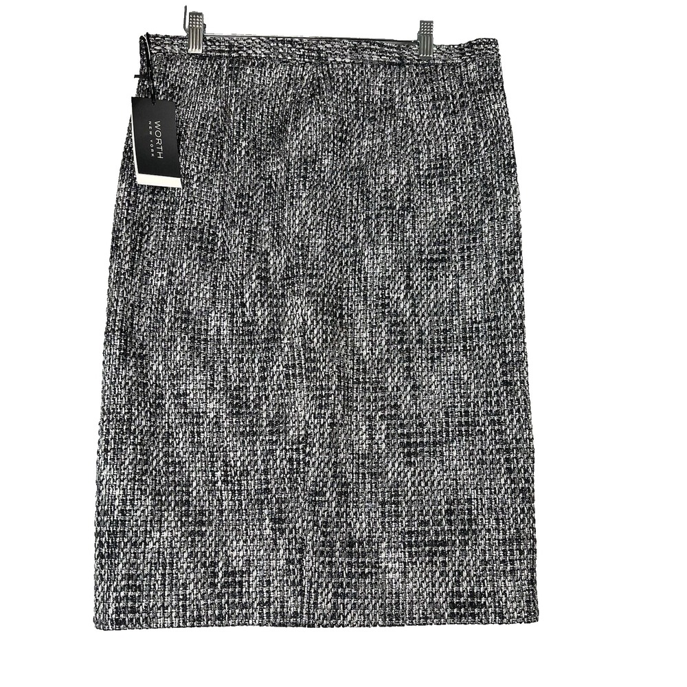 Worth New York Skirt Women's Size 12 Tweed Pencil  Full Zip Lined Academia Caree